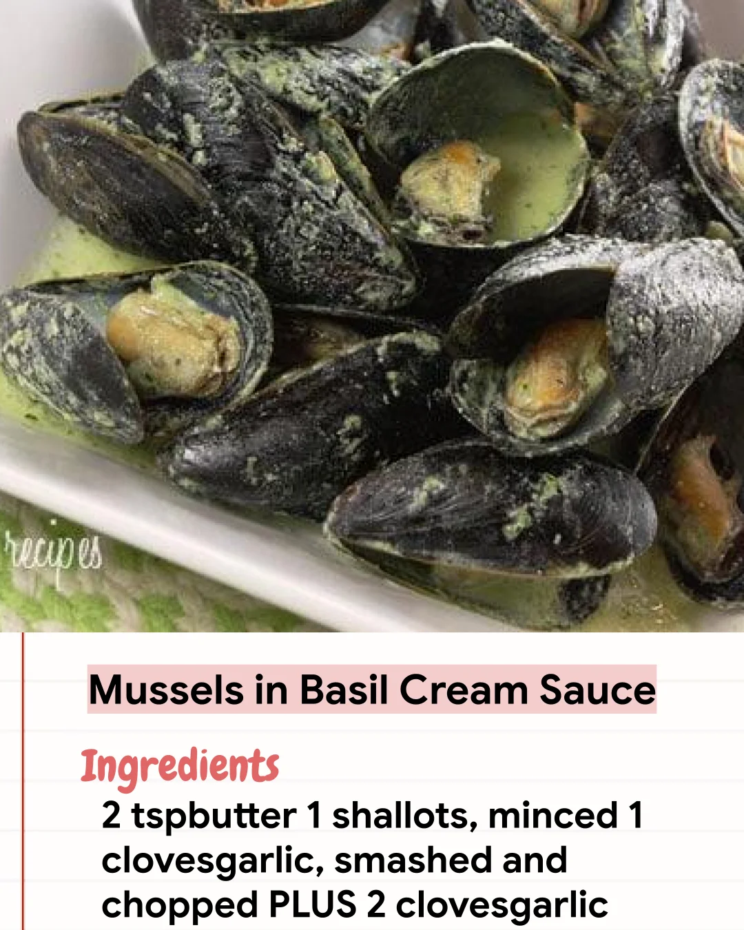 Low Carb Recipe Mussels in Basil Cream Sauce
