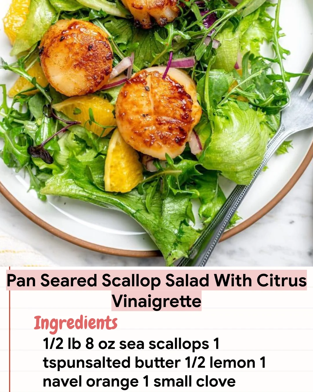 Low Carb Recipe Pan Seared Scallop Salad With Citrus Vinaigrette