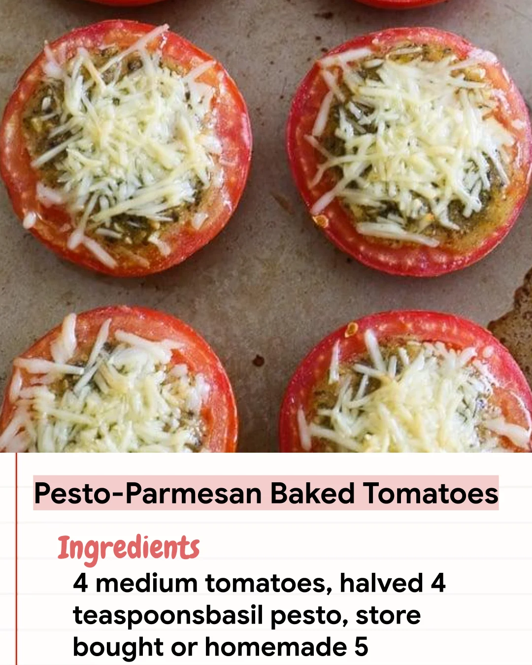 Low Carb Recipe Pesto-Parmesan Baked Tomatoes