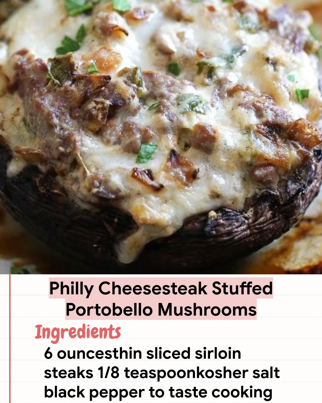 Low Carb Recipe Philly Cheesesteak Stuffed Portobello Mushrooms