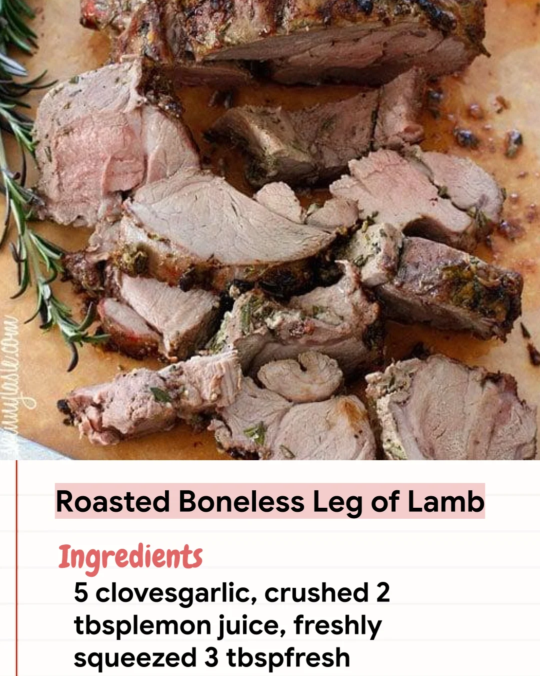 Low Carb Recipe Roasted Boneless Leg of Lamb