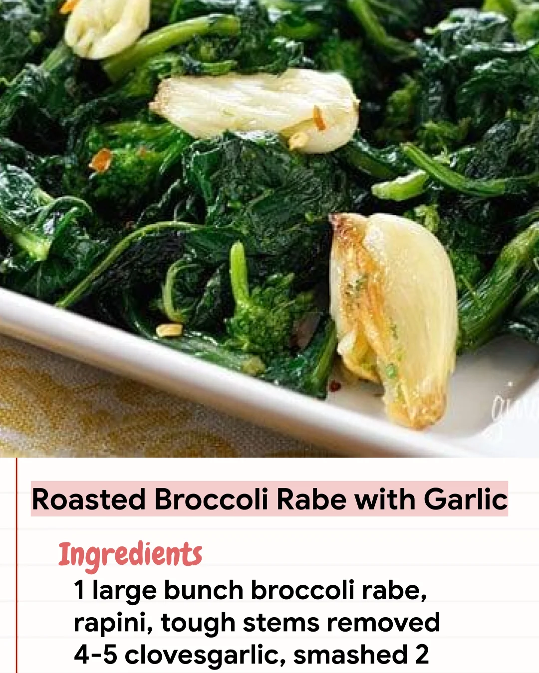 Low Carb Recipe Roasted Broccoli Rabe with Garlic