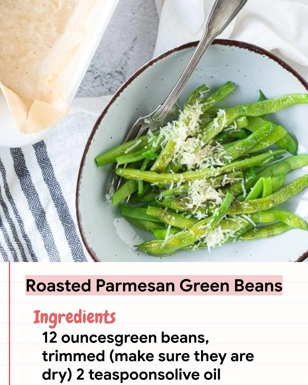 Low Carb Recipe Roasted Parmesan Green Beans