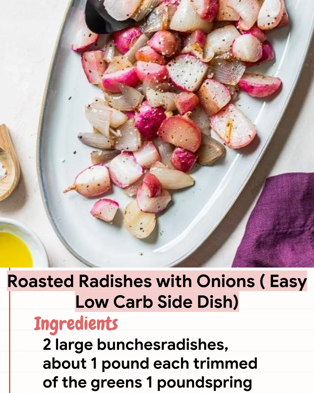Low Carb Recipe Roasted Radishes with Onions ( Easy Low Carb Side Dish)