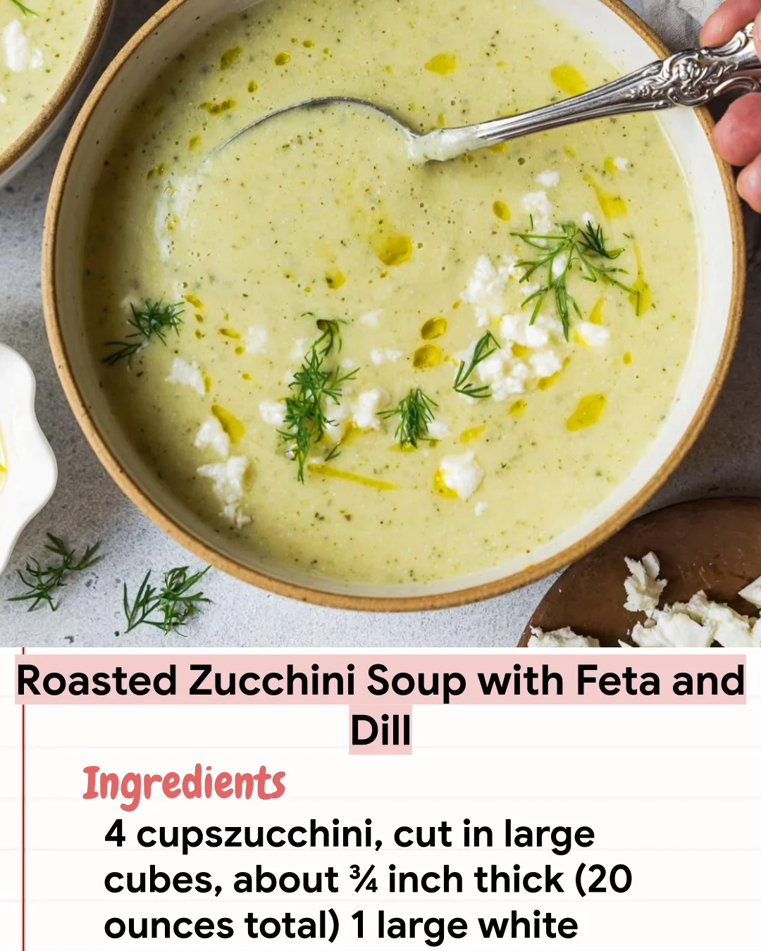 Low Carb Recipe Roasted Zucchini Soup with Feta and Dill