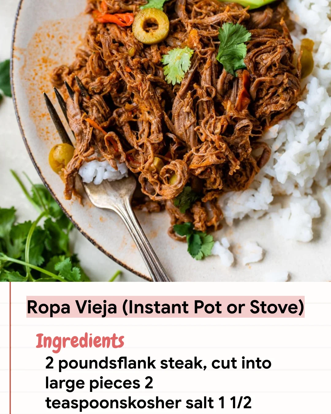 Low Carb Recipe Ropa Vieja (Instant Pot or Stove)