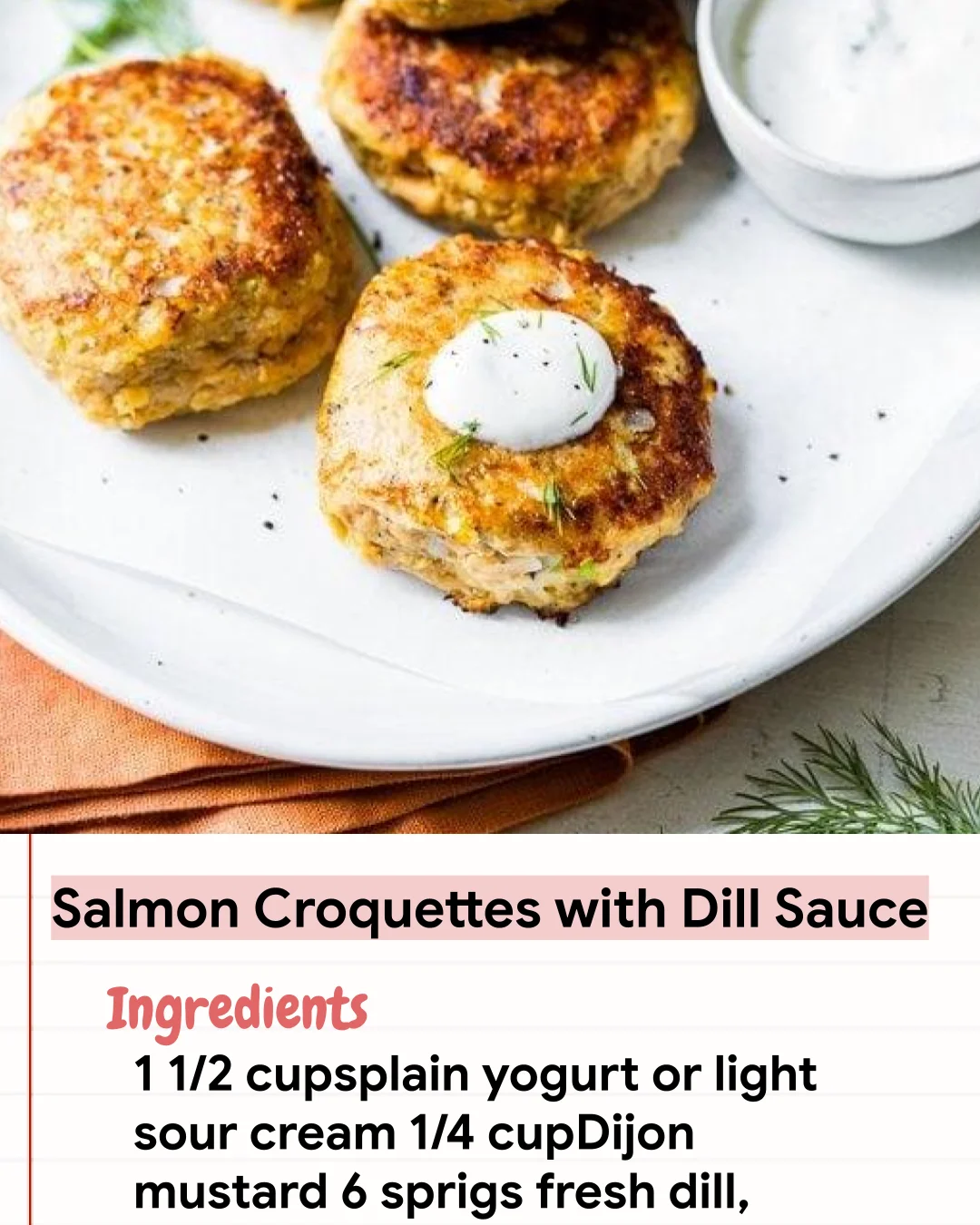 Low Carb Recipe Salmon Croquettes with Dill Sauce