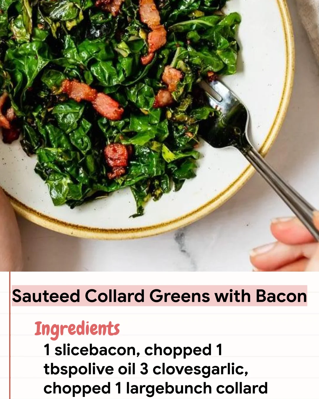 Low Carb Recipe Sauteed Collard Greens with Bacon