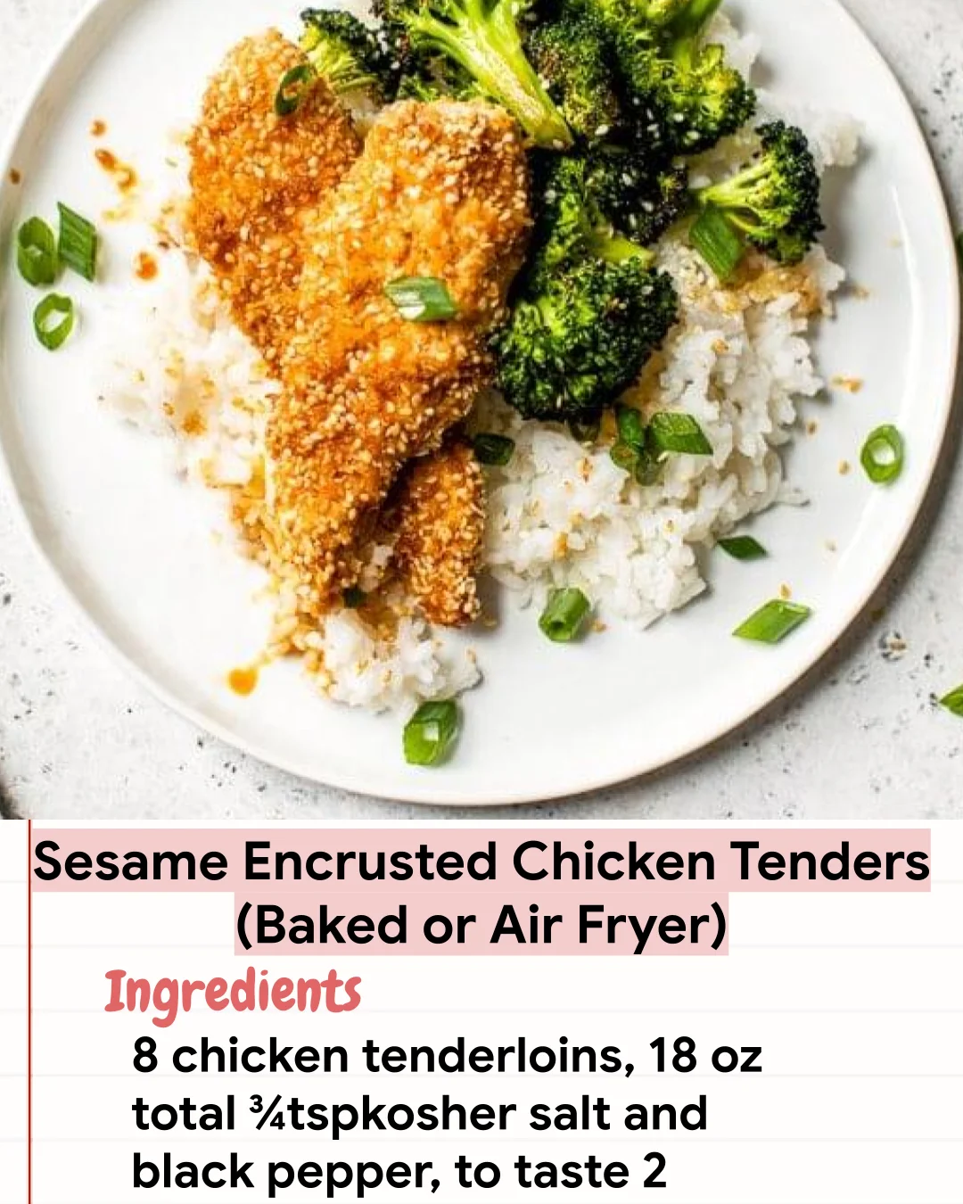 Low Carb Recipe Sesame Encrusted Chicken Tenders (Baked or Air Fryer)