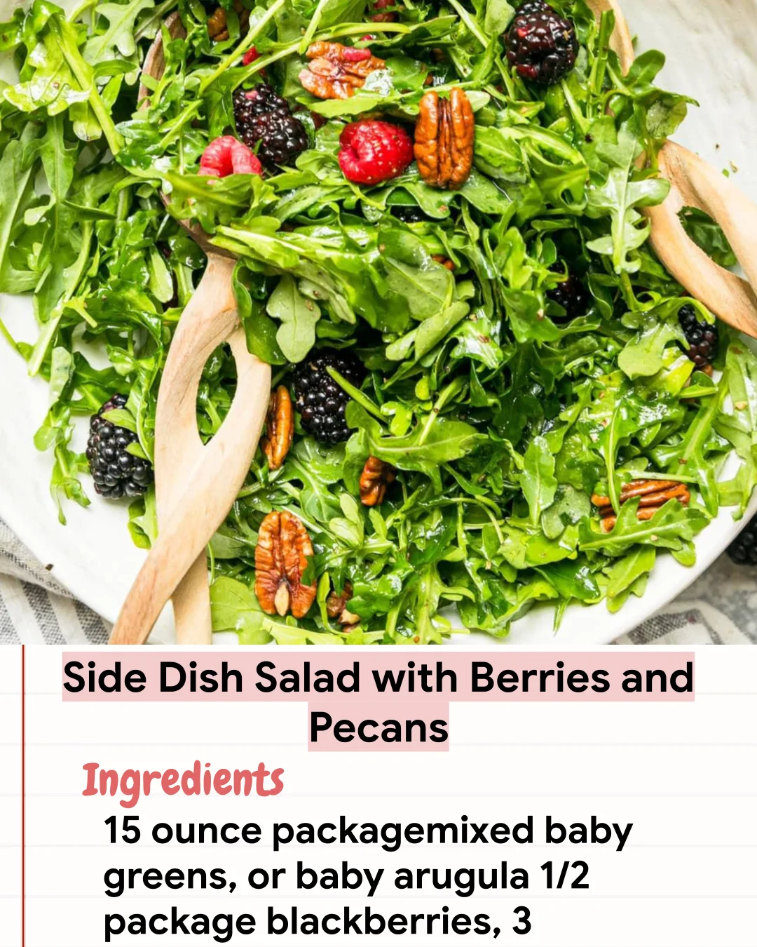 Low Carb Recipe Side Dish Salad with Berries and Pecans