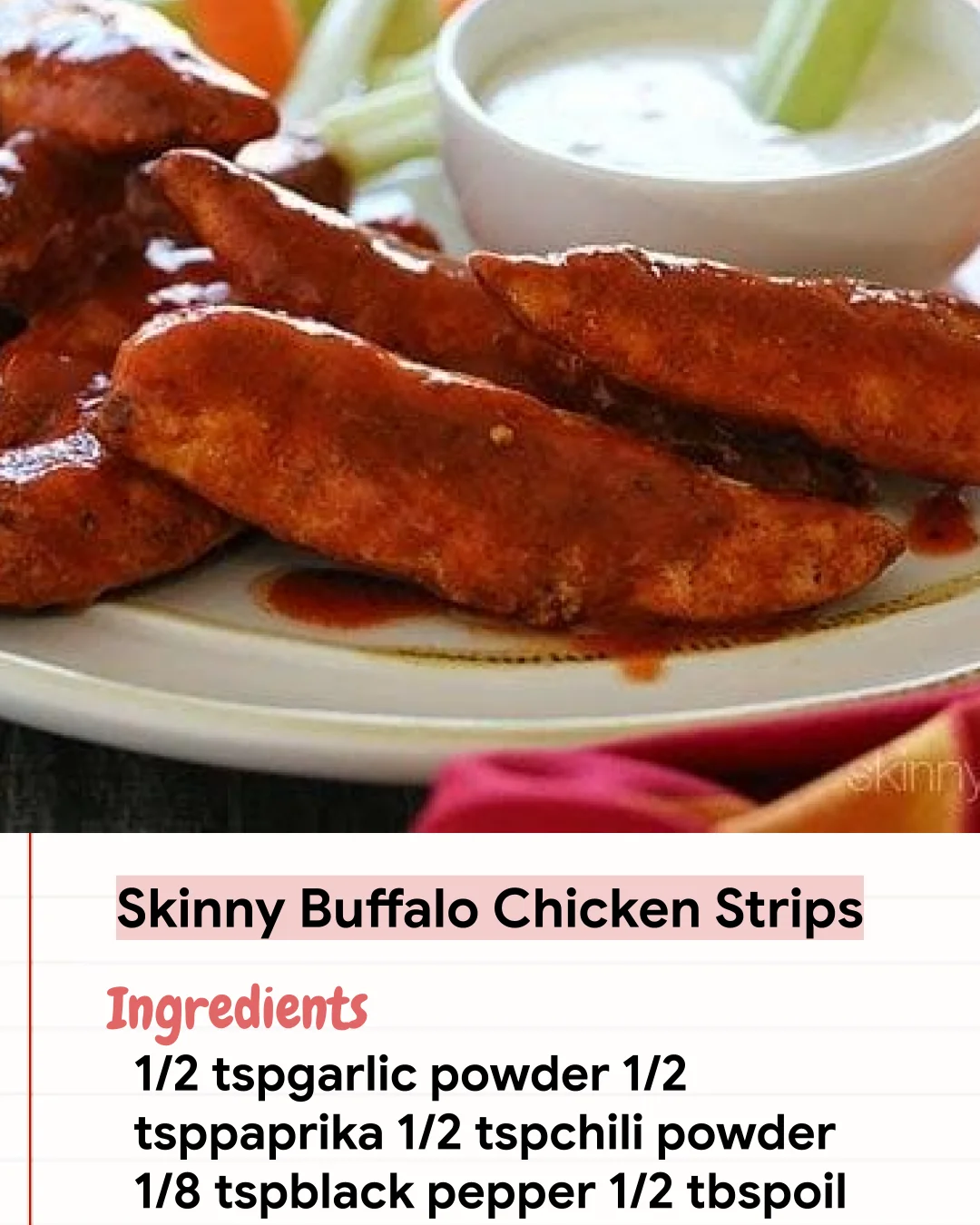 Low Carb Recipe Skinny Buffalo Chicken Strips