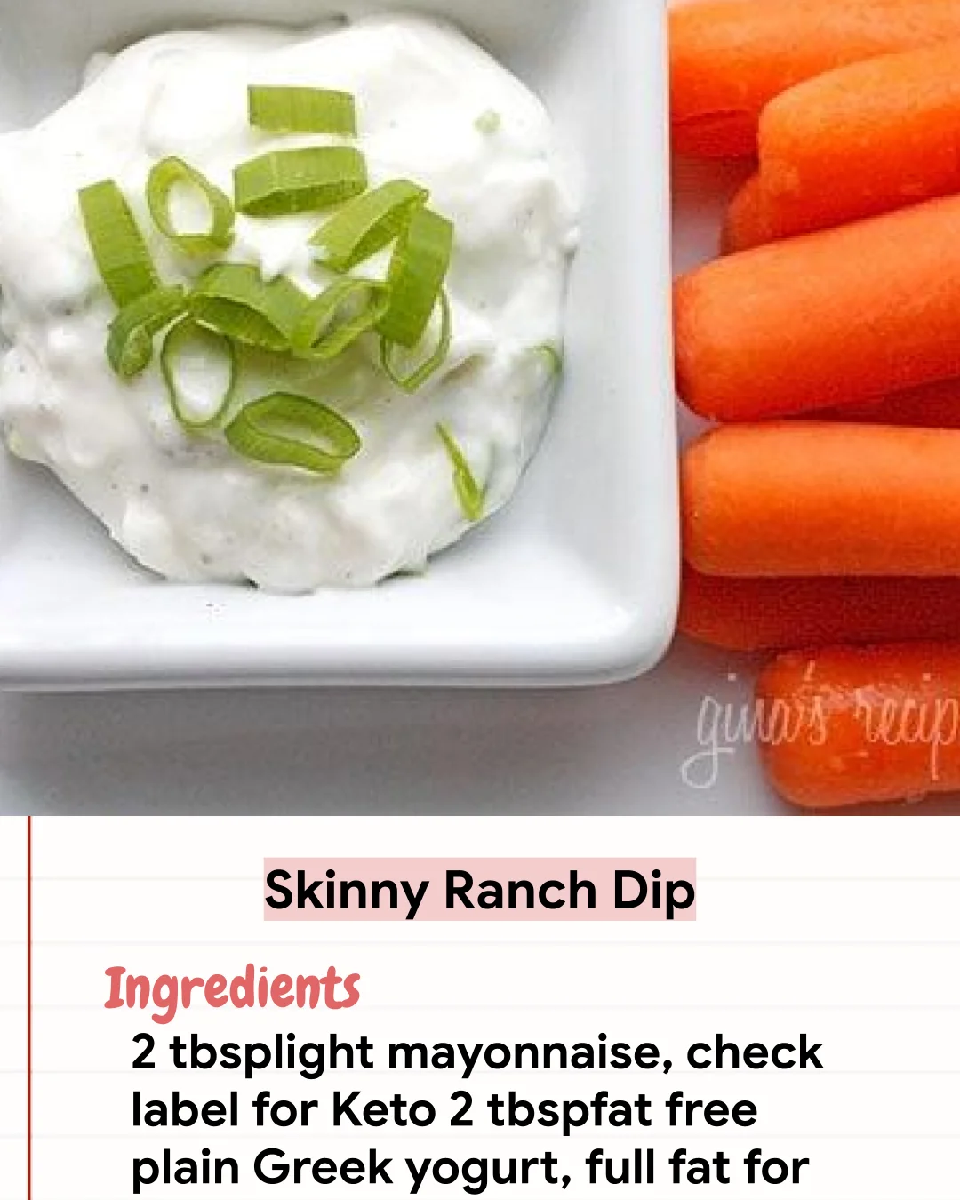 Low Carb Recipe Skinny Ranch Dip