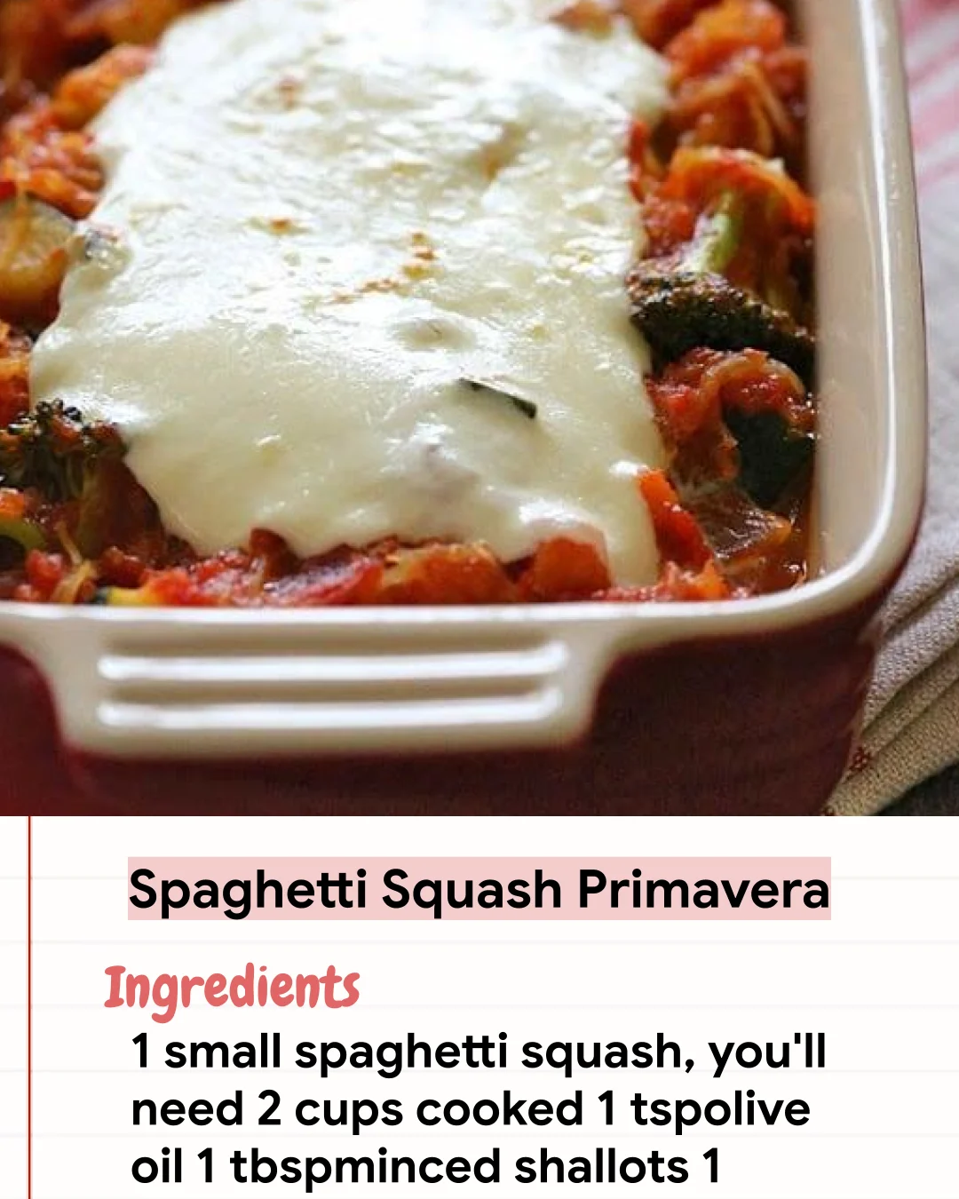Low Carb Recipe Spaghetti Squash Primavera