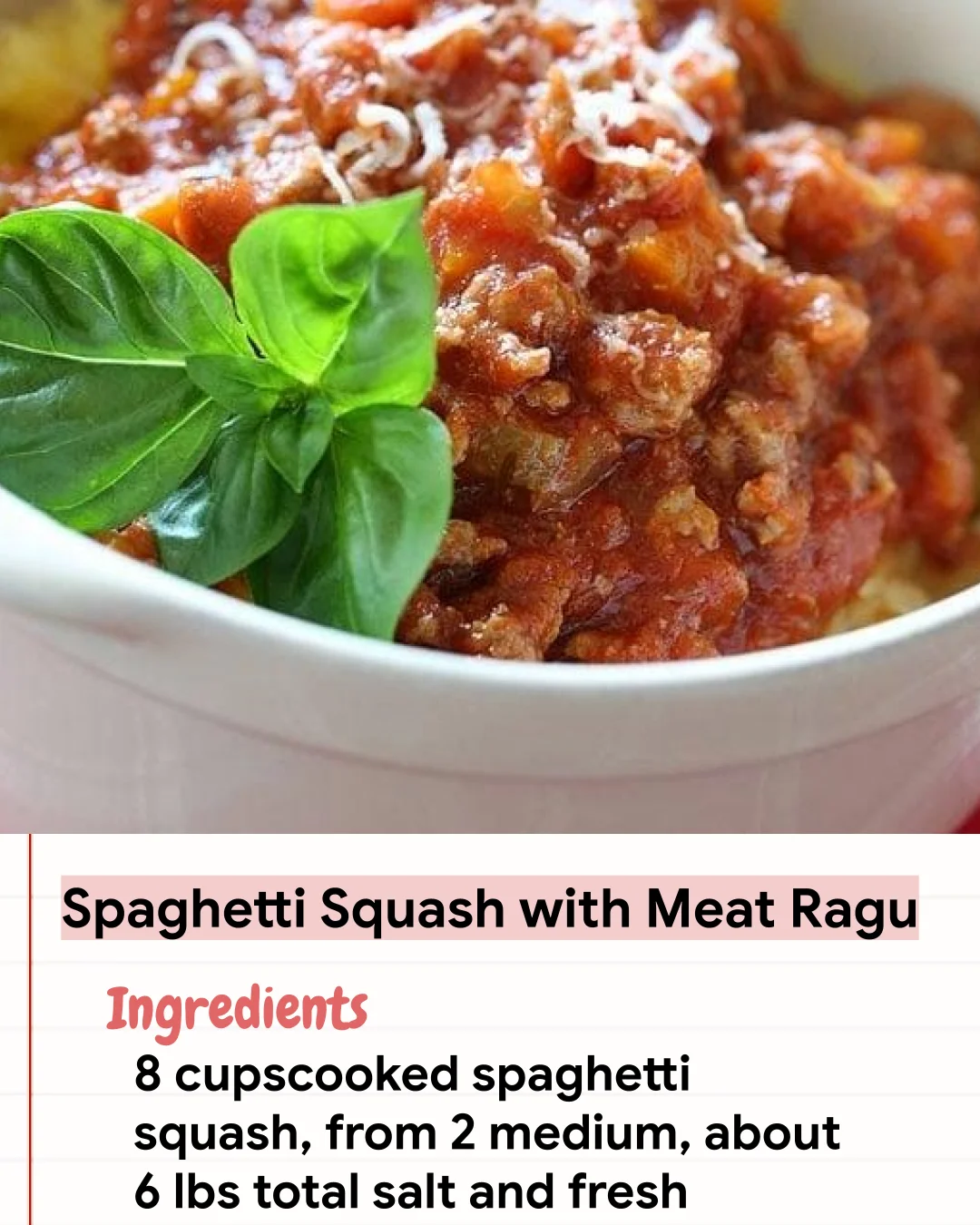 Low Carb Recipe Spaghetti Squash with Meat Ragu
