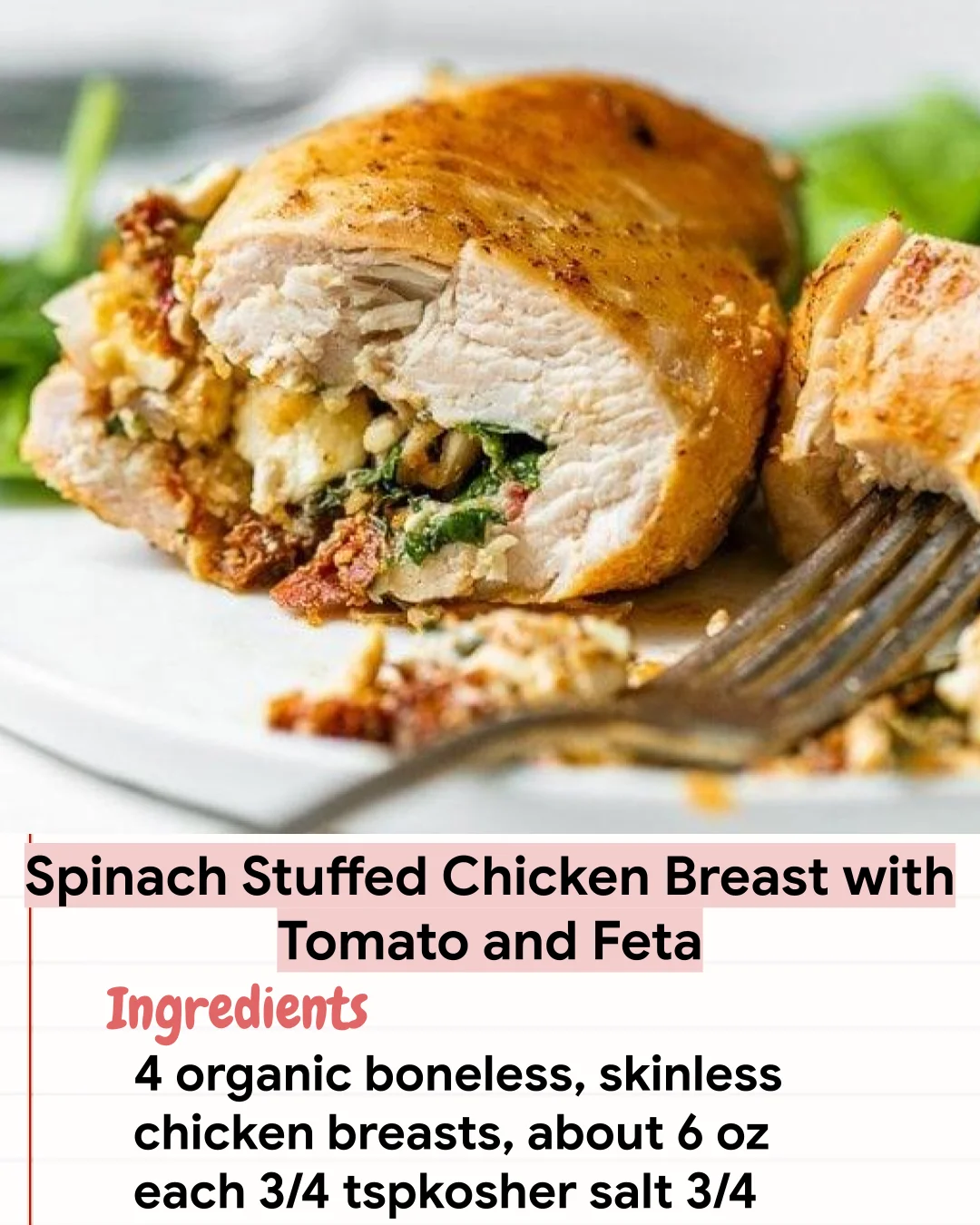 Low Carb Recipe Spinach Stuffed Chicken Breast with Tomato and Feta
