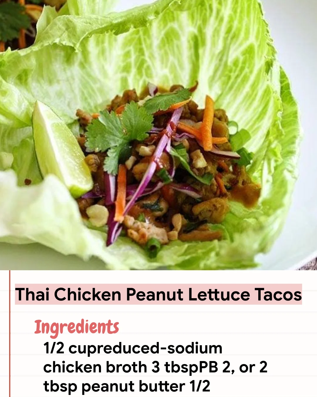 Low Carb Recipe Thai Chicken Peanut Lettuce Tacos