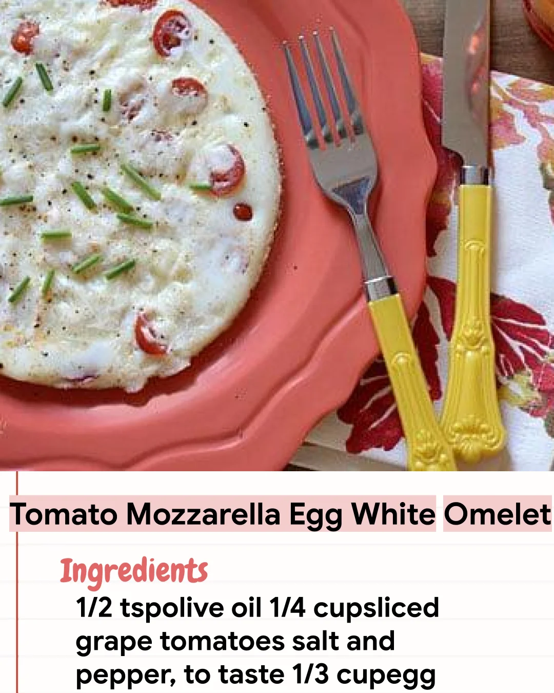 Low Carb Recipe Tomato Mozzarella Egg White Omelet