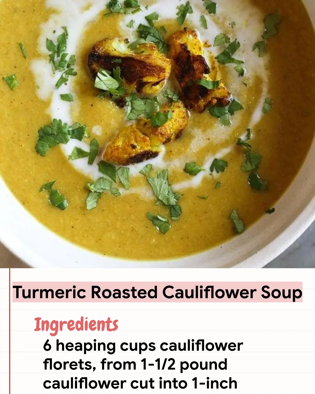 Low Carb Recipe Turmeric Roasted Cauliflower Soup