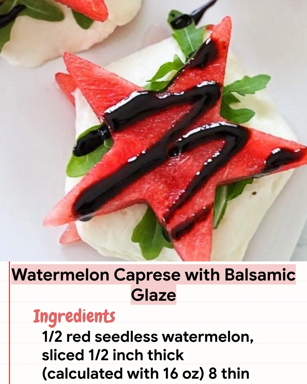 Low Carb Recipe Watermelon Caprese with Balsamic Glaze