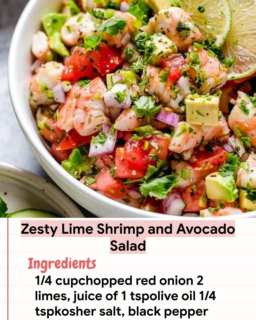 Low Carb Recipe Zesty Lime Shrimp and Avocado Salad