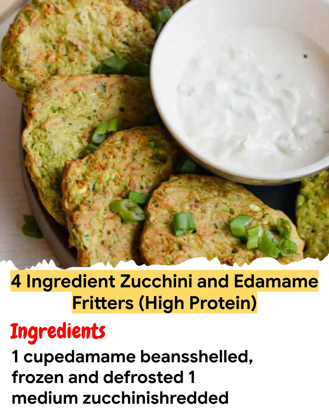 Meal Prep Recipe 4 Ingredient Zucchini and Edamame Fritters (High Protein)