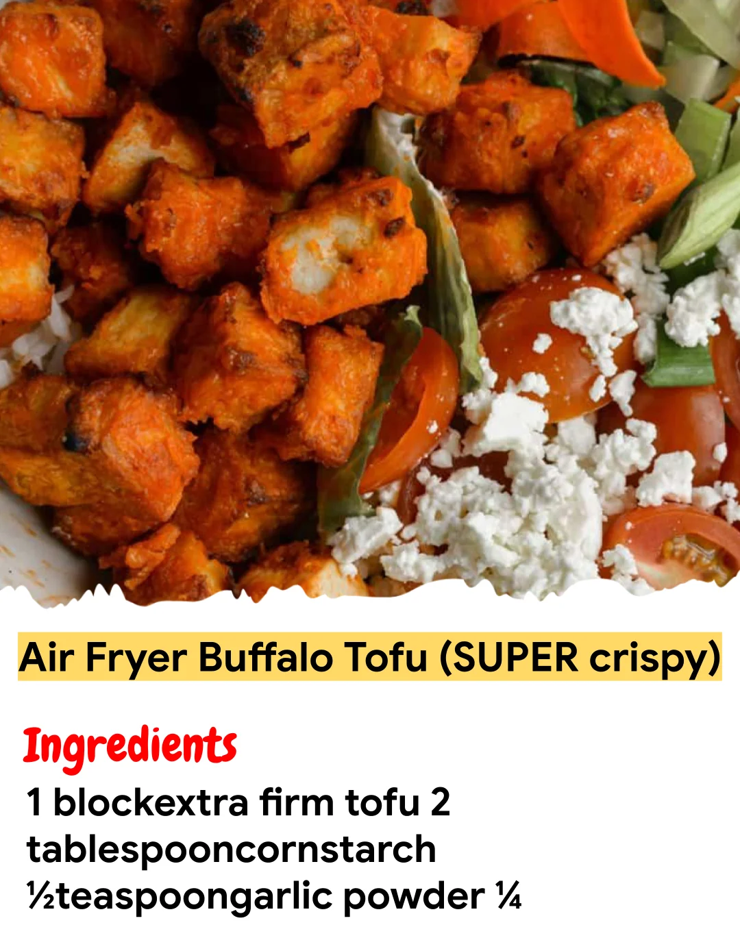 Meal Prep Recipe Air Fryer Buffalo Tofu (SUPER crispy)
