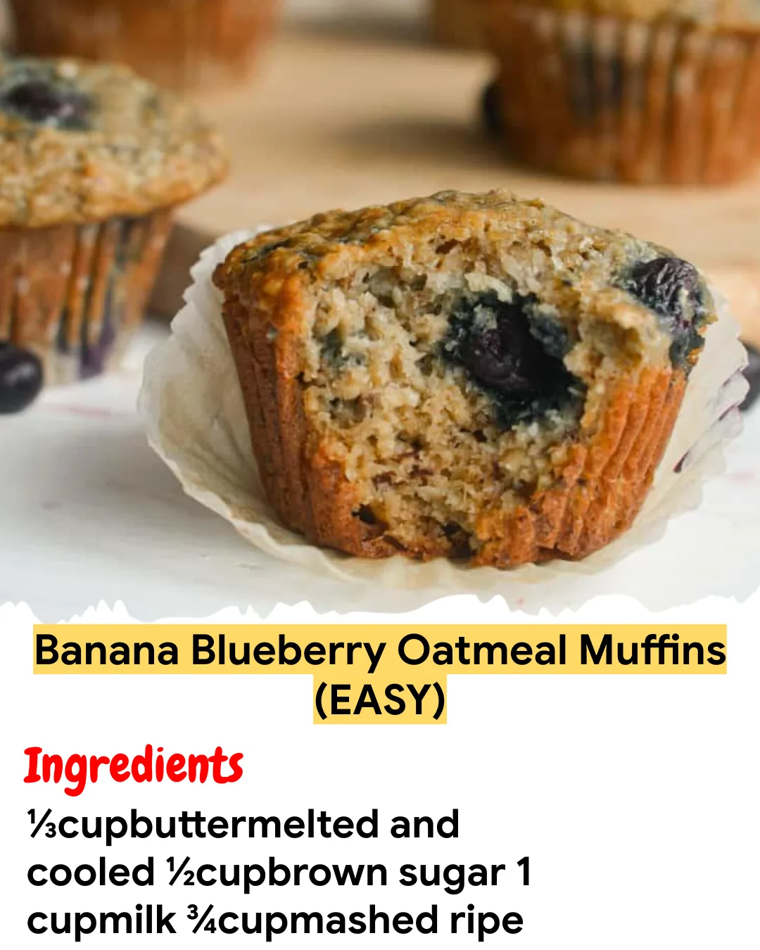 Meal Prep Recipe Banana Blueberry Oatmeal Muffins (EASY)