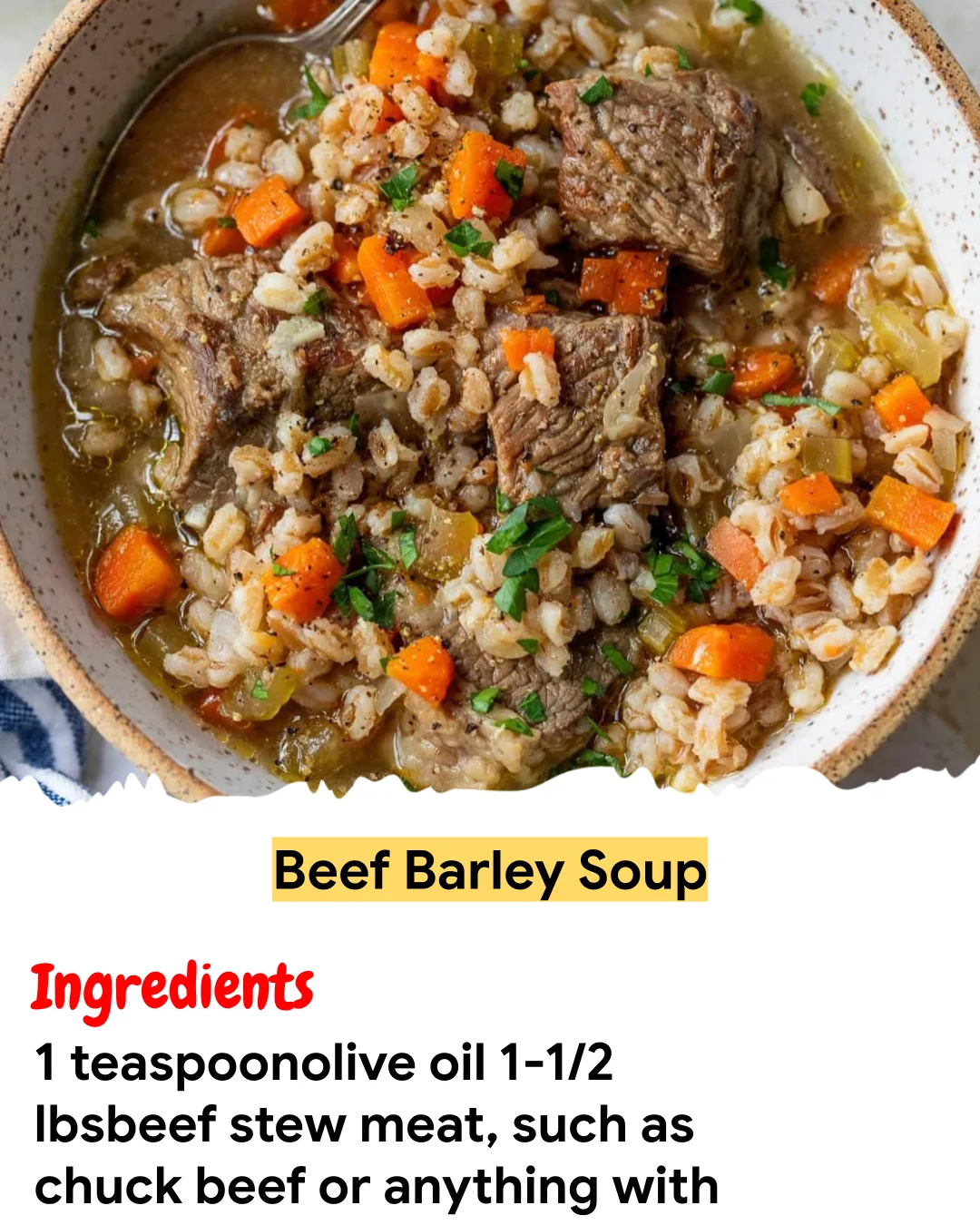 Meal Prep Recipe Beef Barley Soup