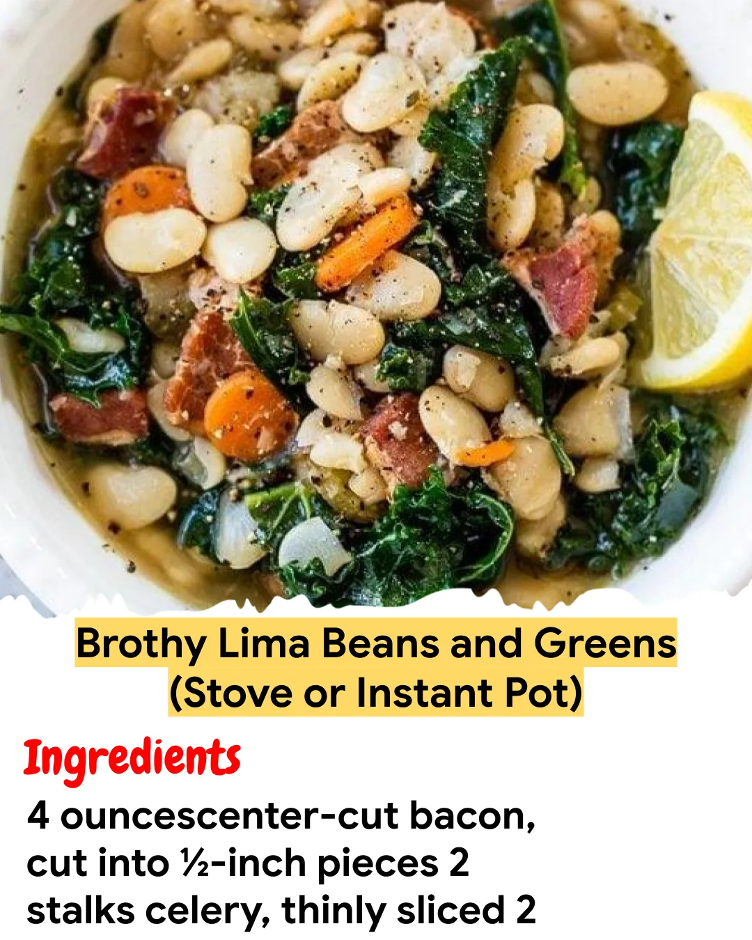 Meal Prep Recipe Brothy Lima Beans and Greens (Stove or Instant Pot)