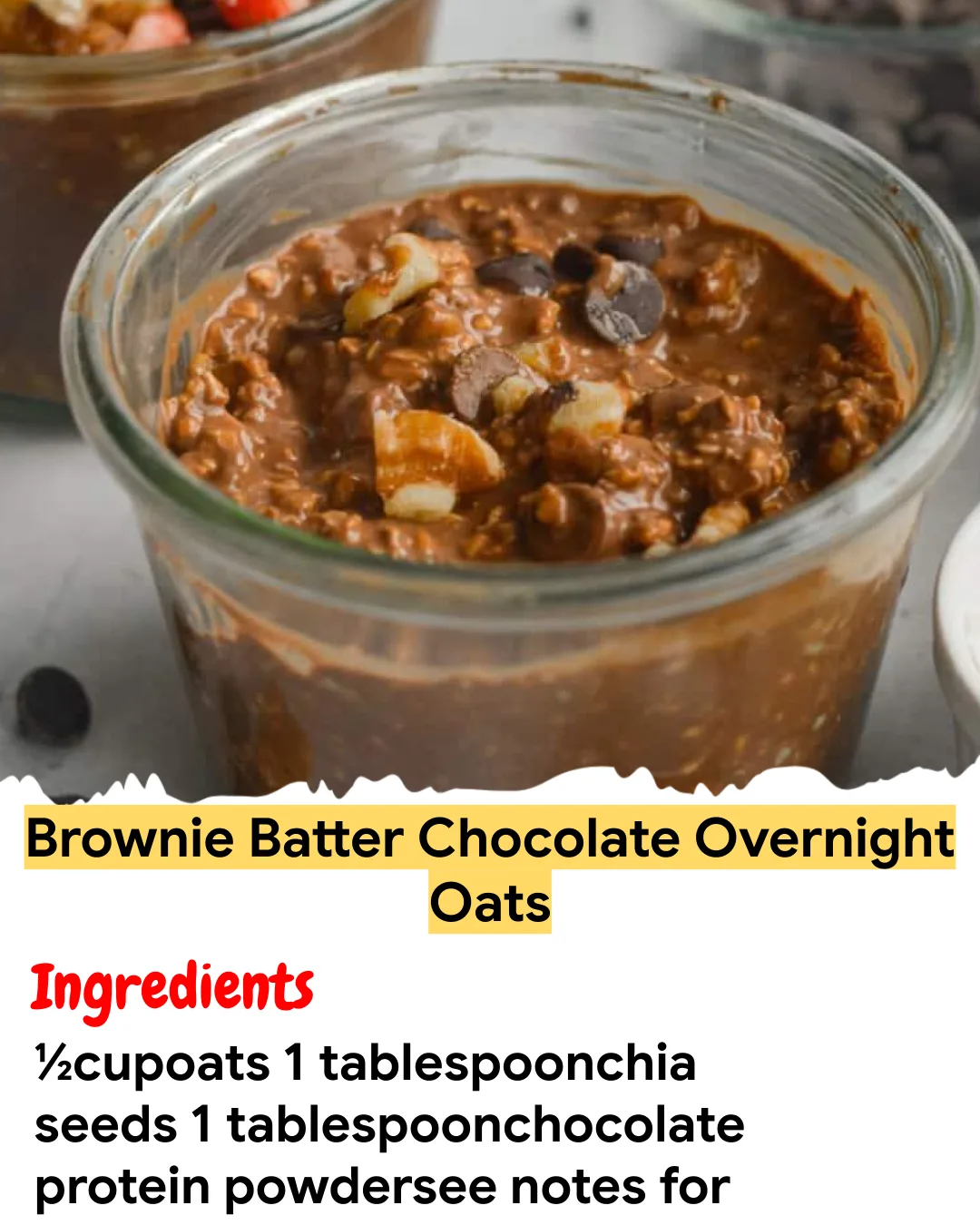 Meal Prep Recipe Brownie Batter Chocolate Overnight Oats