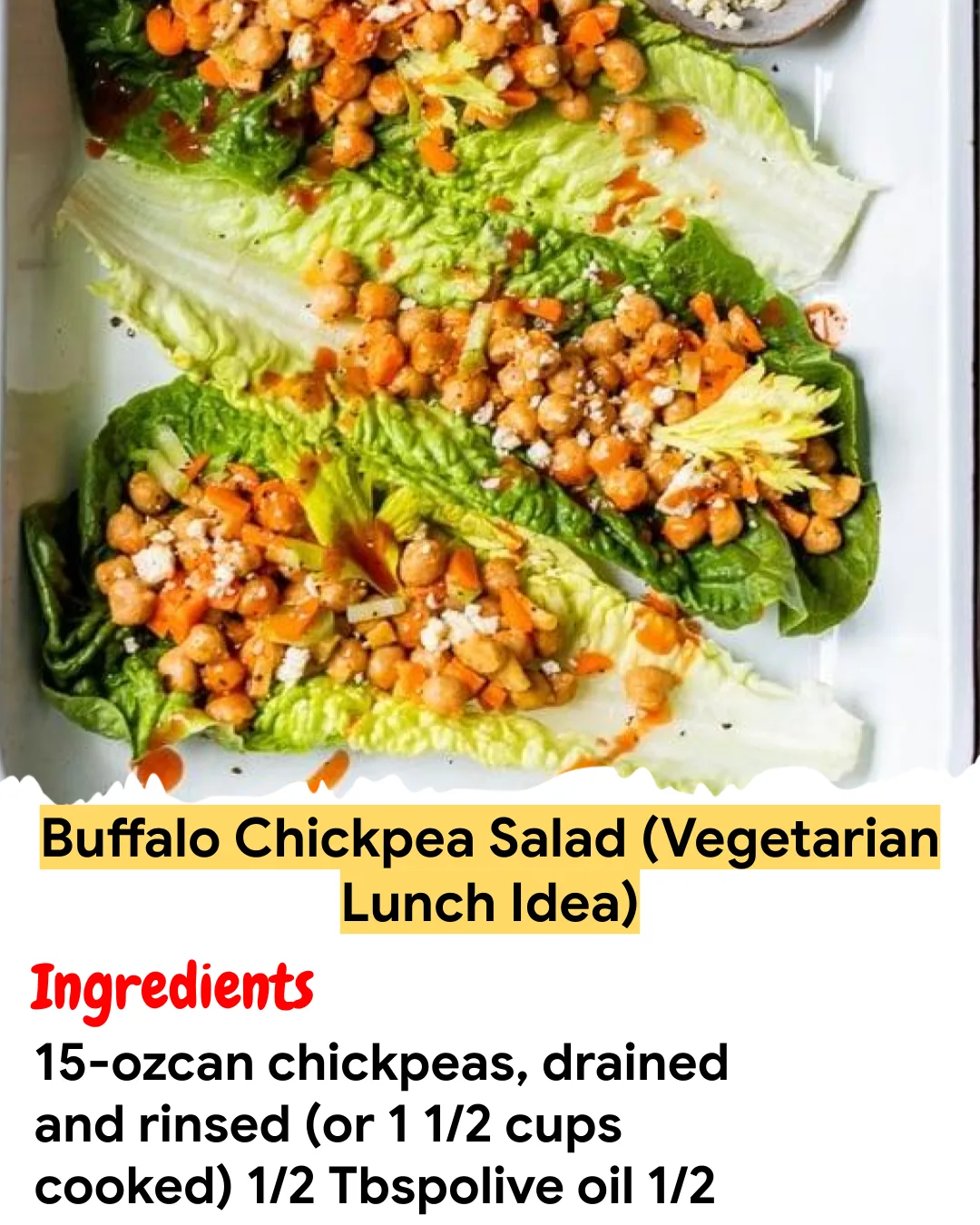 Meal Prep Recipe Buffalo Chickpea Salad (Vegetarian Lunch Idea)