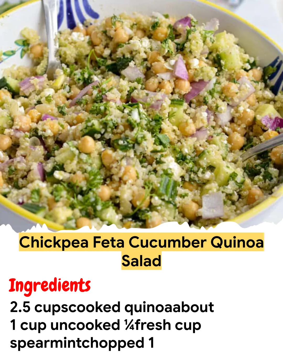 Meal Prep Recipe Chickpea Feta Cucumber Quinoa Salad