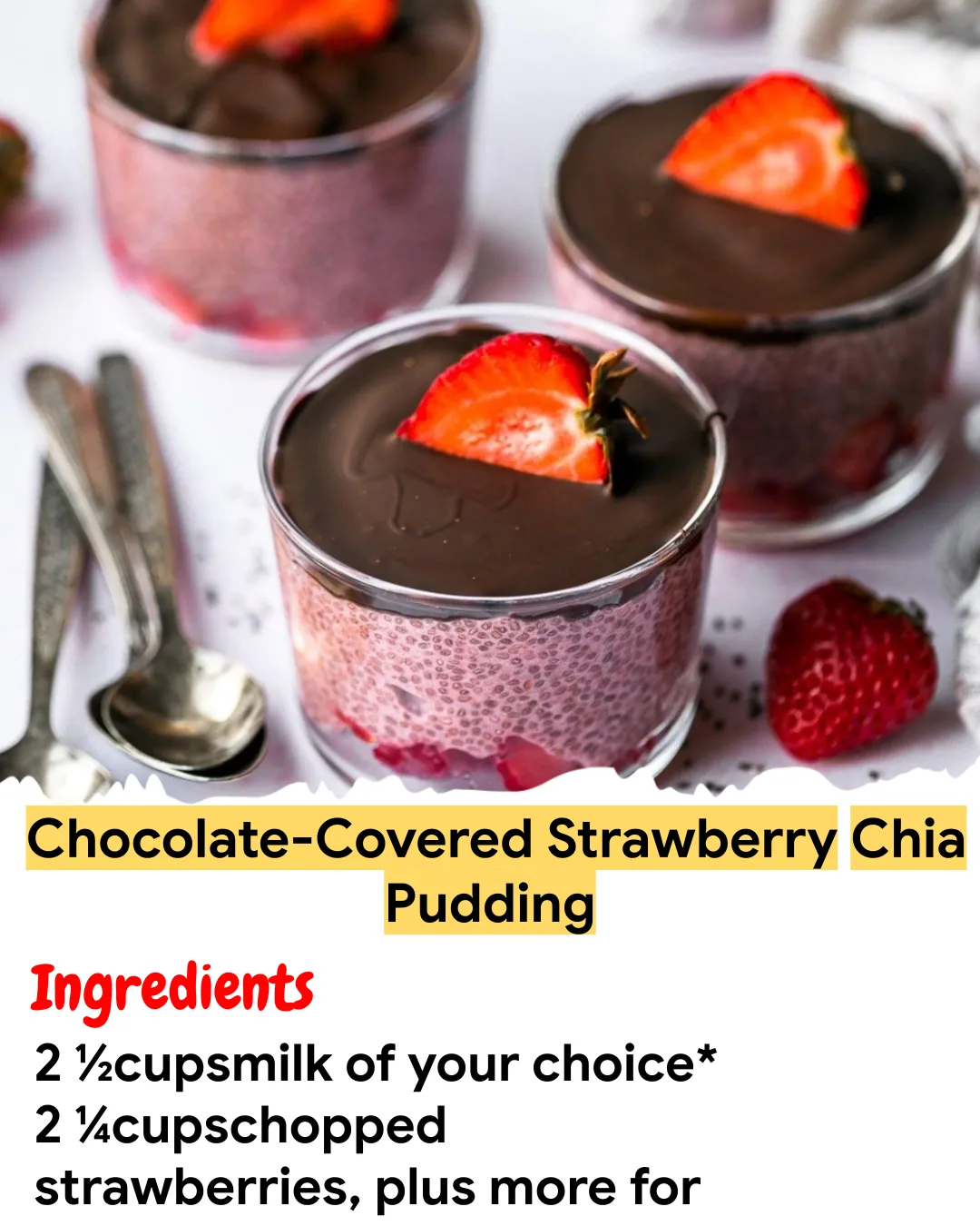 Meal Prep Recipe Chocolate-Covered Strawberry Chia Pudding