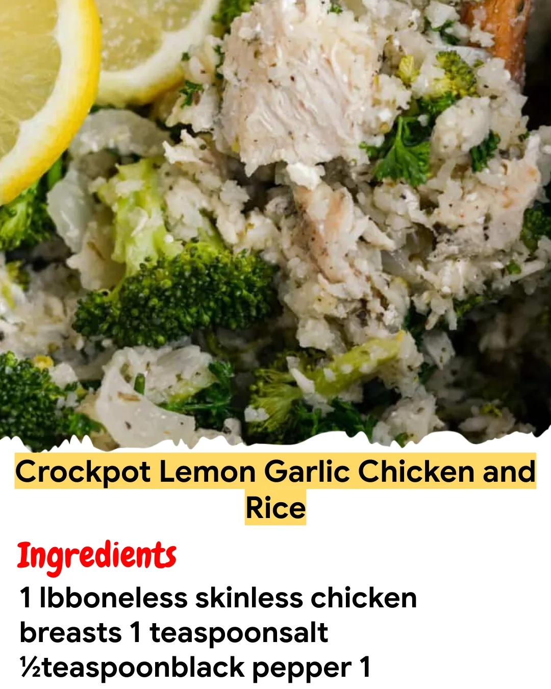 Meal Prep Recipe Crockpot Lemon Garlic Chicken and Rice