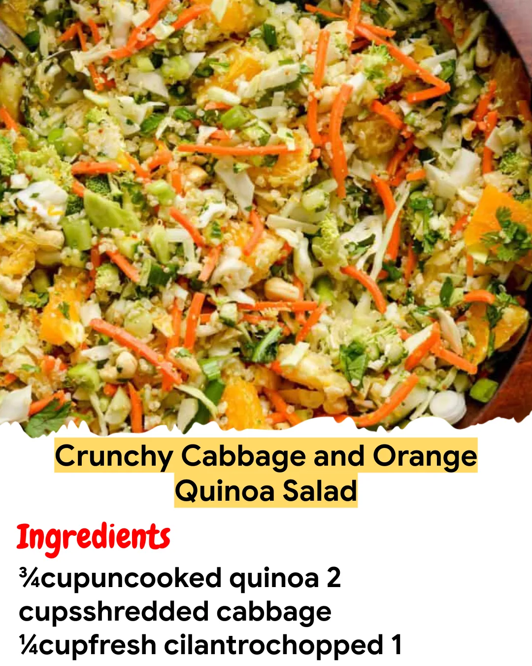 Meal Prep Recipe Crunchy Cabbage and Orange Quinoa Salad