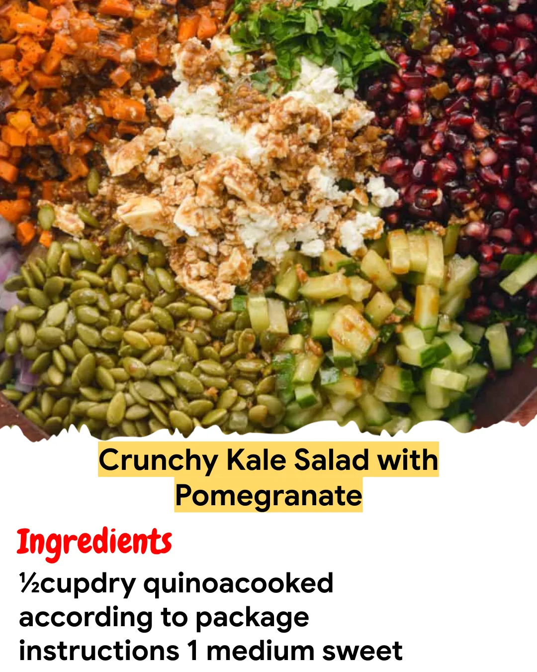 Meal Prep Recipe Crunchy Kale Salad with Pomegranate