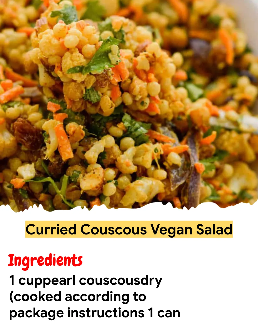 Meal Prep Recipe Curried Couscous Vegan Salad