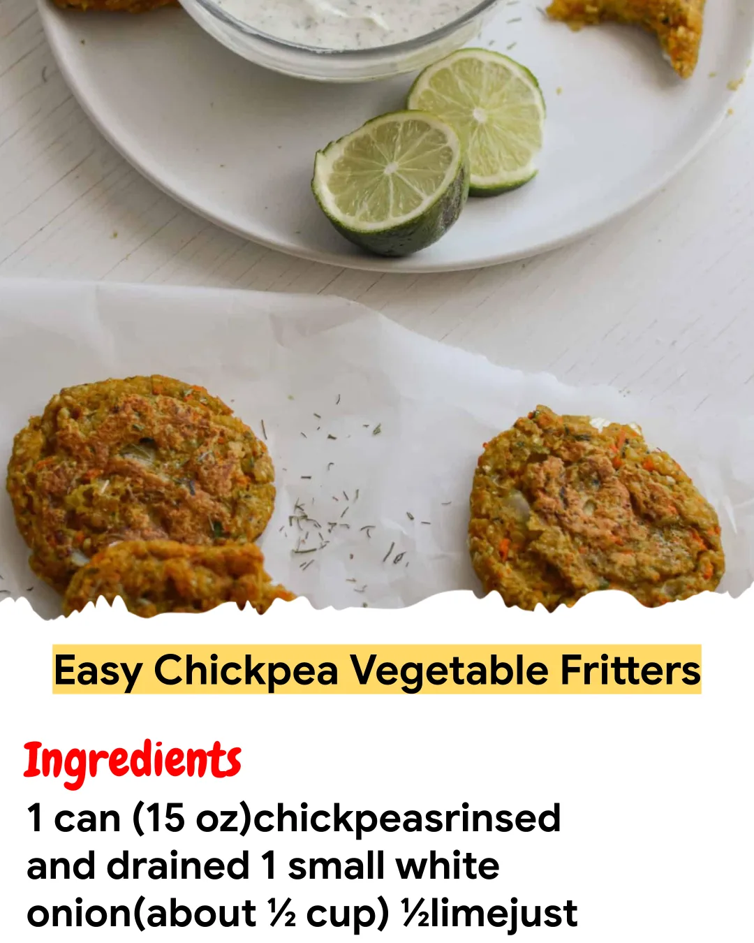 Meal Prep Recipe Easy Chickpea Vegetable Fritters