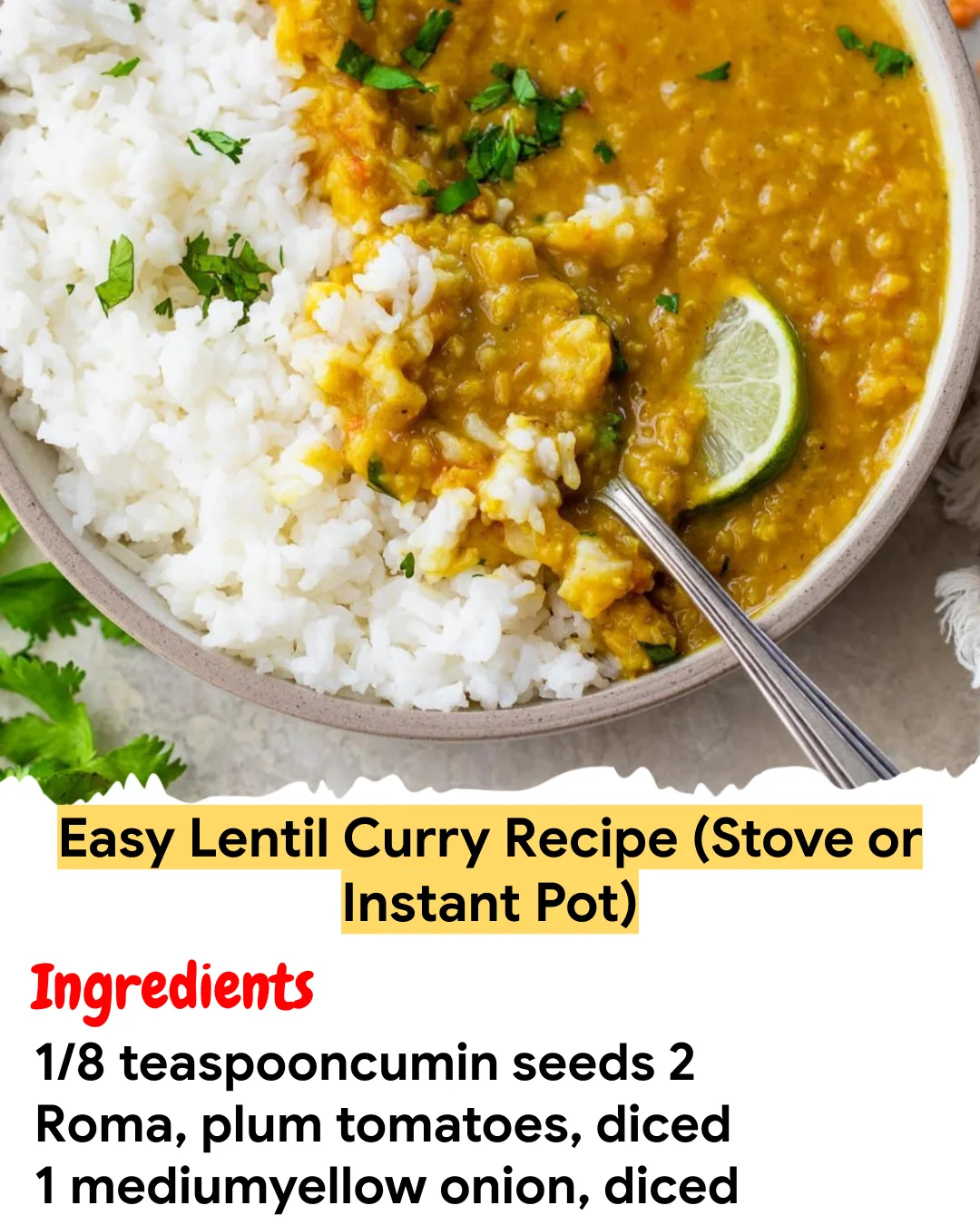 Meal Prep Recipe Easy Lentil Curry Recipe (Stove or Instant Pot)
