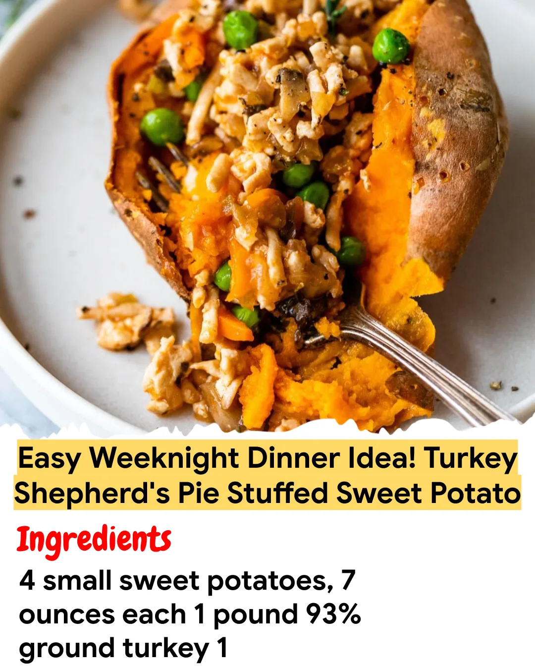 Meal Prep Recipe Easy Weeknight Dinner Idea! Turkey Shepherd's Pie Stuffed Sweet Potato
