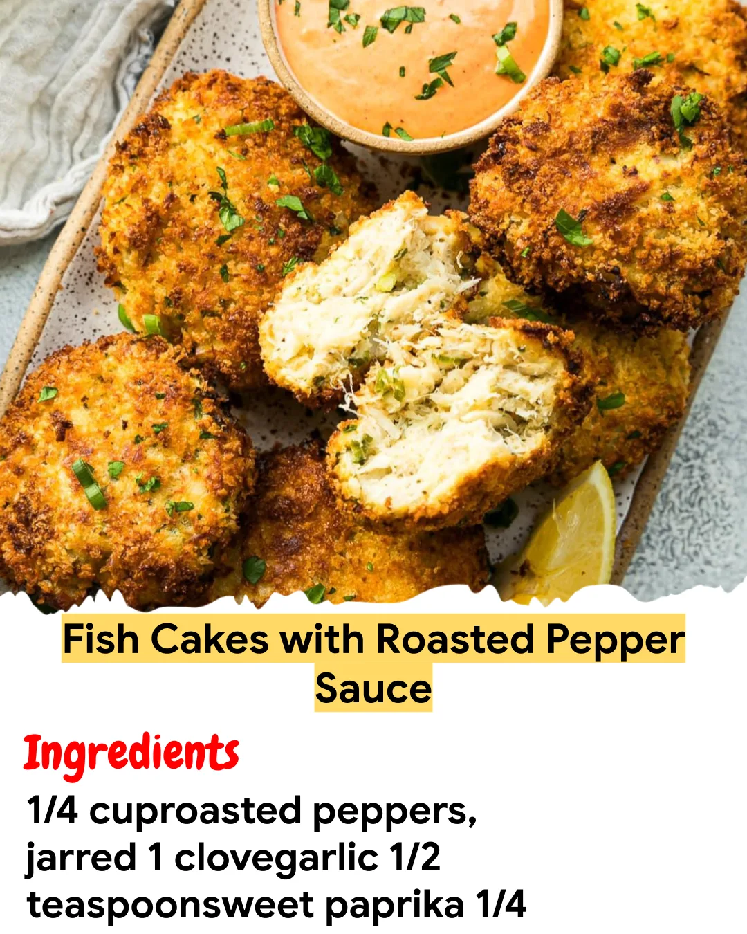 Meal Prep Recipe Fish Cakes with Roasted Pepper Sauce