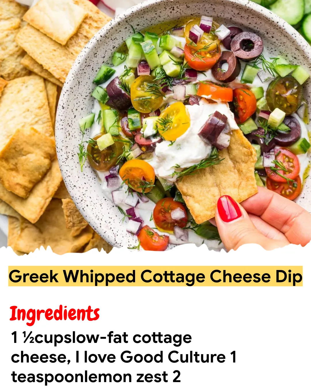 Meal Prep Recipe Greek Whipped Cottage Cheese Dip