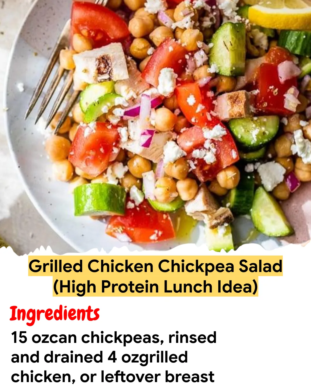 Meal Prep Recipe Grilled Chicken Chickpea Salad (High Protein Lunch Idea)