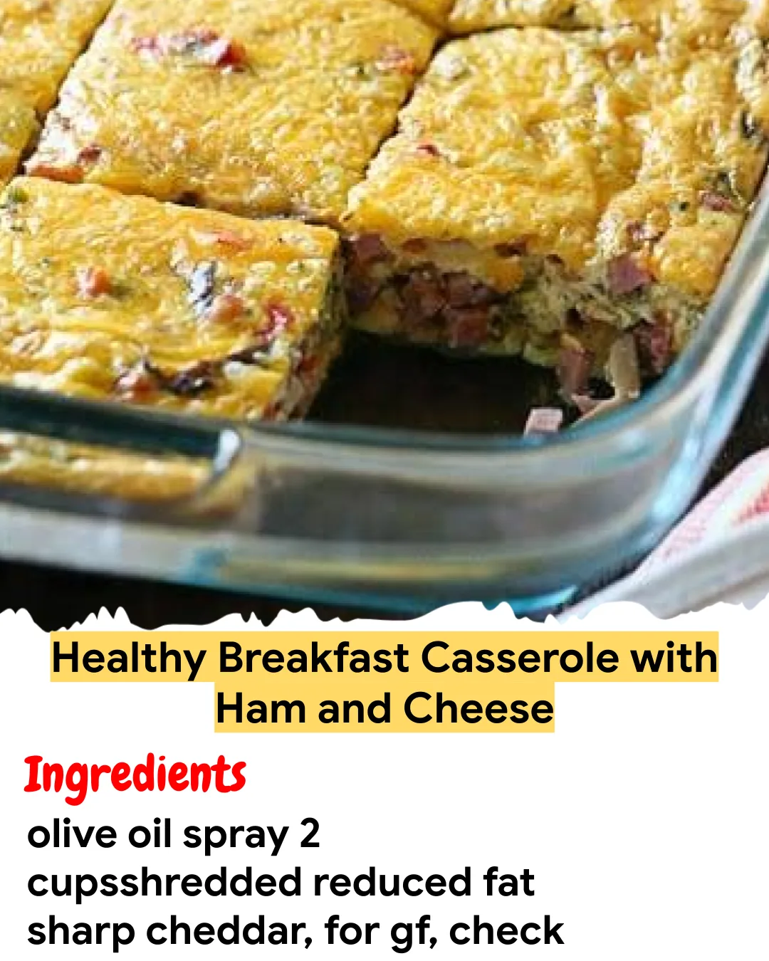 Meal Prep Recipe Healthy Breakfast Casserole with Ham and Cheese