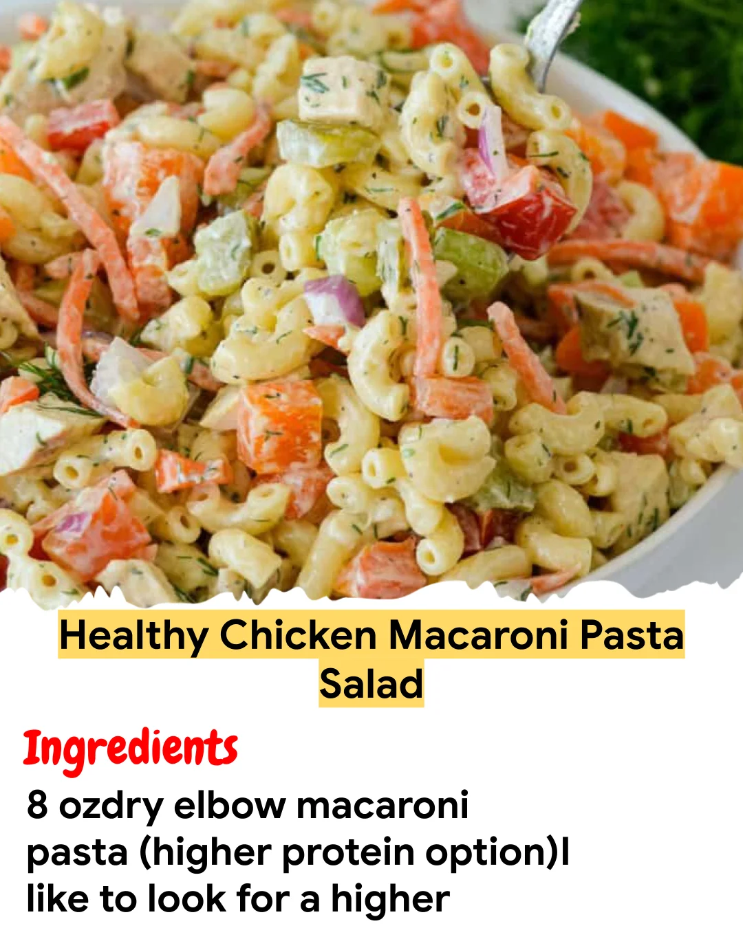Meal Prep Recipe Healthy Chicken Macaroni Pasta Salad