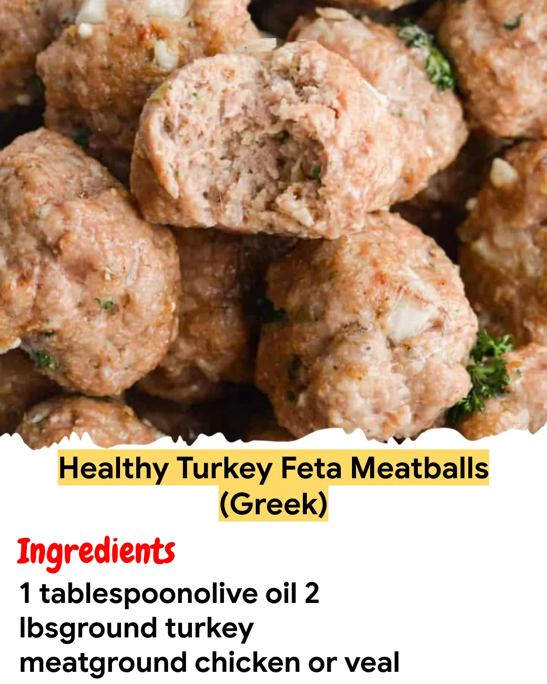 Meal Prep Recipe Healthy Turkey Feta Meatballs (Greek)