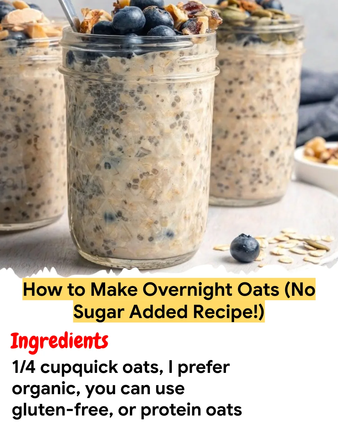 Meal Prep Recipe How to Make Overnight Oats (No Sugar Added Recipe!)