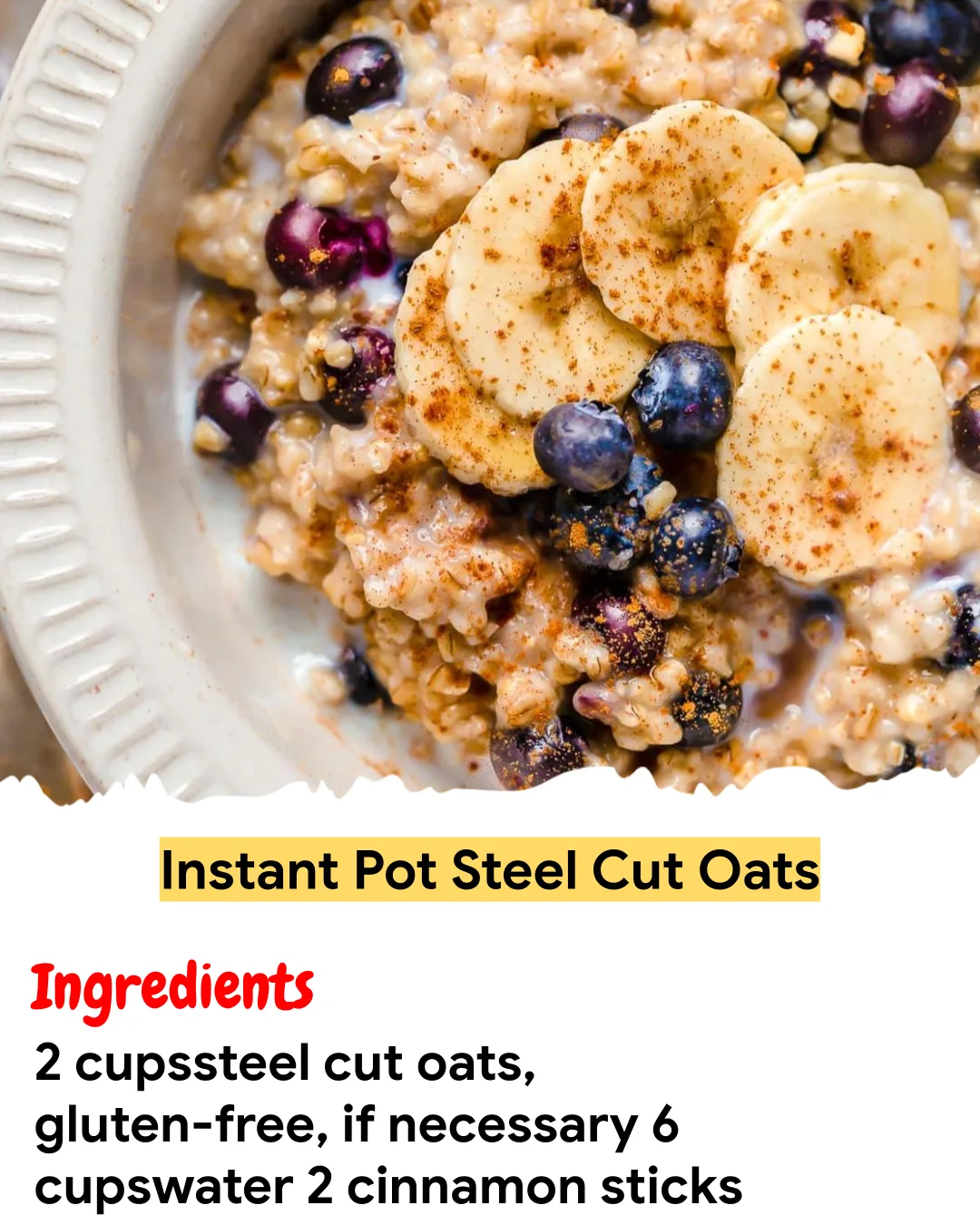 Meal Prep Recipe Instant Pot Steel Cut Oats