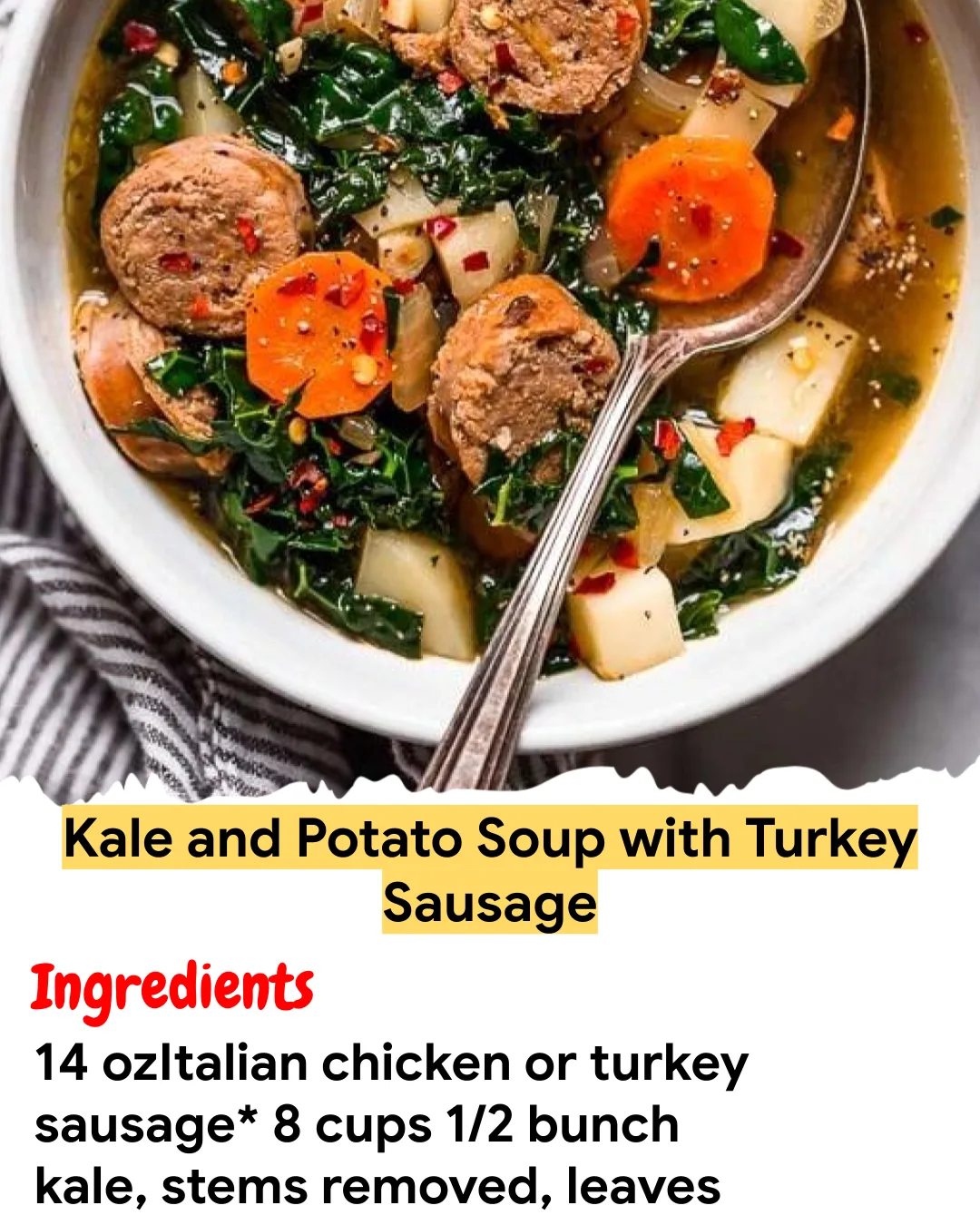 Meal Prep Recipe Kale and Potato Soup with Turkey Sausage