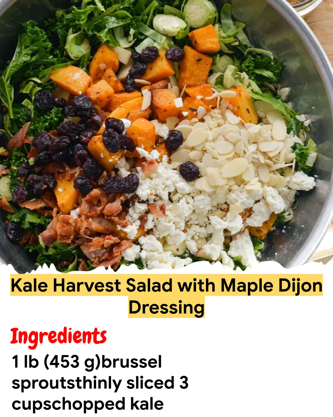 Meal Prep Recipe Kale Harvest Salad with Maple Dijon Dressing